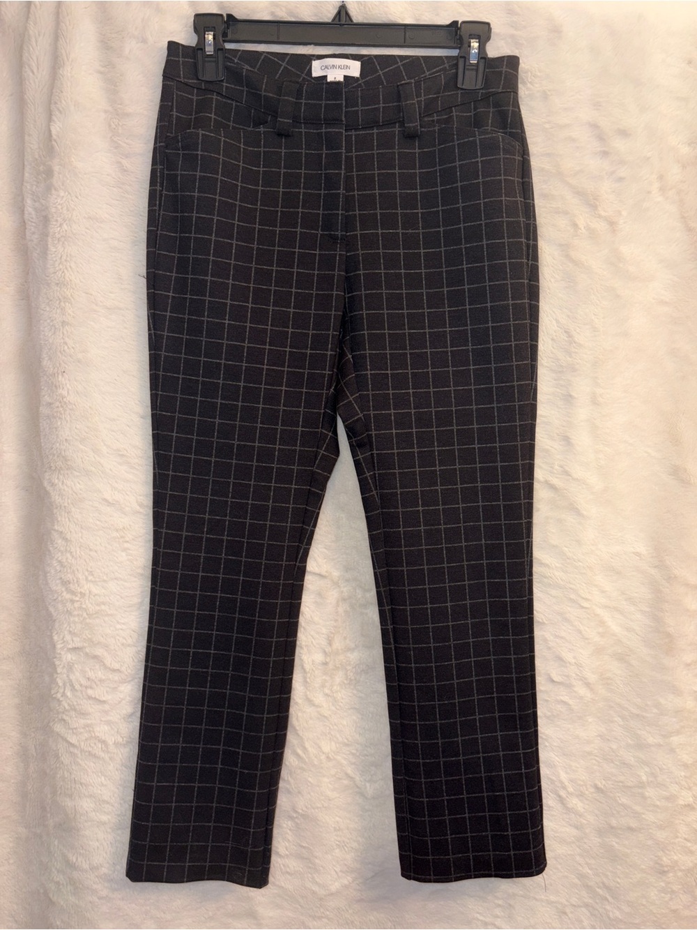 Calvin Klein Black Windowpane Dress Pants